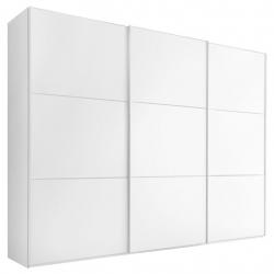 Velká víceúčelová skříň se třemi posuvnými dveřmi, hliníkové rukojeti, bílá, 68x298x222 cm