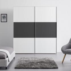 Moderní skříň s posuvnými dveřmi do ložnice / do pokoje, bílá / antracitová, 68x200x222 cm