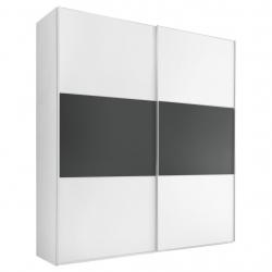 Ložnicová skříň velká se 2 posuvnými dveřmi bílá / antracitová, 68x225x222 cm