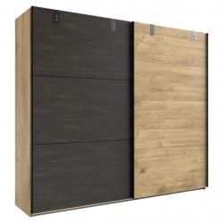 Moderní skříň v industriálním designu hnědá- dekor dřeva / grafitová, 65x200x218 cm