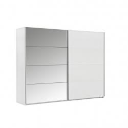 Bílá šatní skříň v moderním designu, jedny dveře se zrcadlem, 64x225x210 cm