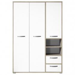 Moderní skříň do pokoje univerzální dřevo hnědé / šedá / bílá, 57x138x201 cm