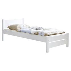 Bílá dřevěná postel jednolůžko z masívu 90x200 cm do dětského / studentského pokoje
