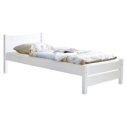 Bílá dřevěná postel jednolůžko z masívu 100x200 cm do dětského / studentského pokoje