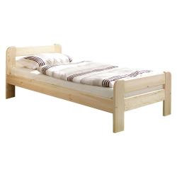 Dřevěná postel z masívu 90x200 cm přírodní borovice, zaoblené hrany