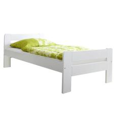 Dřevěná postel z masívu 90x200 cm bílá borovice, zaoblené hrany