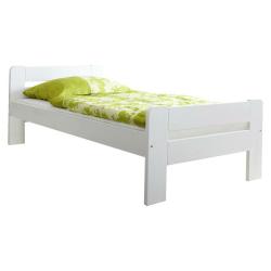 Dřevěná postel z masívu 100x200 cm bílá borovice, zaoblené hrany
