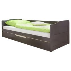Dřevěná postel z masívu s výsuvnou přistýlkou, šedá, 2x 90x200 cm