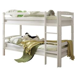 Pevná dvoupatrová postel dětská masiv buk, možnost rozložení na 2 postele, bílá, 2x 90x200 cm