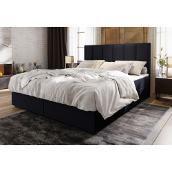 Americká postel boxspring s úložným prostorem 180x200, vysoké čelo, černá, + topper