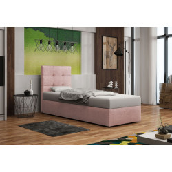 Luxusní jednolůžková postel boxspring s matrací komplet čalouněná růžová 90x200 cm