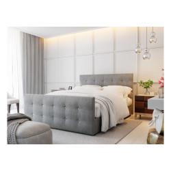 Luxusní postel boxsring s měkkým látkovým polstrováním 160x200 šedá, vč. topperu