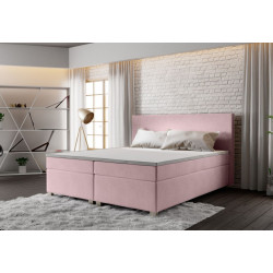 Světle růžová postel boxspring 180x200 komplet s roštem a matrací
