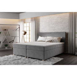 Zvýšená čalouněná postel 140x200 s roštem a matrací šedá