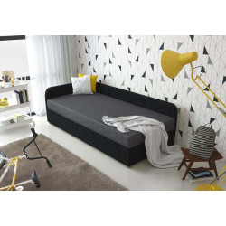Dětská čalouněná postel jednolůžko s roštem a matrací 90x200 cm, úložný prostor, šedá