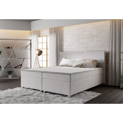 Moderní kontinentální postel s roštem a matrací 140x200 cm krémová, + topper