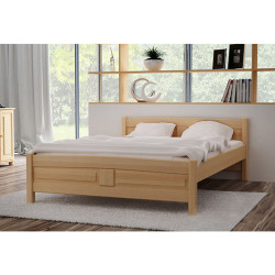 Dřevěná zvýšená postel s roštem a matrací 140x200 cm, masiv přírodní