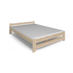 Dřevěná postel 140x200 s pěnovou matrací a roštem, přírodní lak