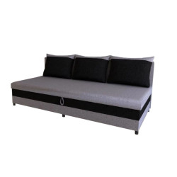 Levný látkový gauč s úložným prostorem do dětského pokoje / pokoje pro hosty, šedá / černá, 200 cm