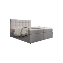 Vysoká postel 140x200 šedá čalouněná s matrací a topperem