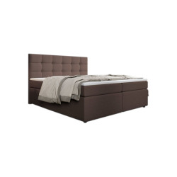 Vysoká postel boxsrpring hnědá pro seniory 160x200 cm, s matrací a topperem