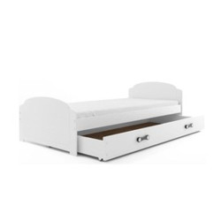 Bílá dětská postel s roštem a matrací a šuplíkem 90x200 cm