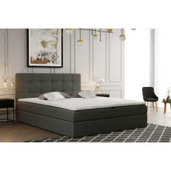Jednolůžková postel s integrovanou matrací 80x200 šedá, měkké polstrované čelo