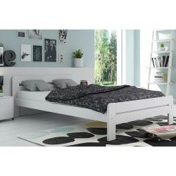 Dřevěná postel masiv bílá 140x200 s roštem a matrací pro teenagery / studenty