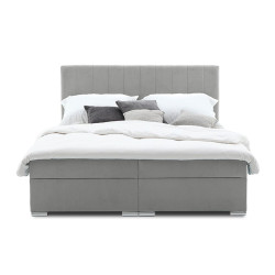 Kvalitní čalouněná postel s pružinovou matrací a úložným prostorem světle šedá 160x200 cm