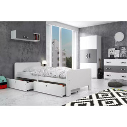 Dětská postel 80x200 s úložným prostorem bílá, masivní dřevo borovice