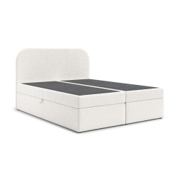 Čalouněná postel s integrovanými výklopnými matracemi světle béžová 140x200 cm