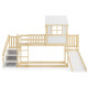 Dětská hrací patrová postel s domečkem a skluzavkou 90x200 s roštem a matrací