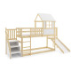 Dětská hrací patrová postel s domečkem a skluzavkou 90x200 s roštem a matrací