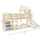 Dětská hrací patrová postel s domečkem a skluzavkou 90x200 s roštem a matrací