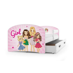 Levná dětská postel 160x80 komplet s roštem a matrací a úložným prostorem, bílá / růžová