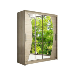 Skříň na oblečení dub sonoma hnědý se zrcadlem do oblouku 150x200x58 cm