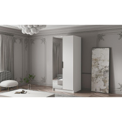 Vysoká skříň 100 cm bílá + černé úchytky, otočné dveře, 100x216x60 cm