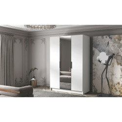 Šatní skříň 150 cm s otočnými dveřmi bílá + černé úchytky do ložnice / pokoje 150x216x60 cm