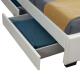 Levná čalouněná postel se šuplíky 140x200 bílá koženka, včetně roštu a osvětlení