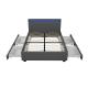 Levná čalouněná postel se šuplíky 140x200 tmavě šedá koženka, včetně roštu a osvětlení