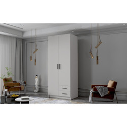 Úzká šatní skříň 80 cm bílá + černé úchytky do ložnice / pokoje / předsíně 80x207x52 cm